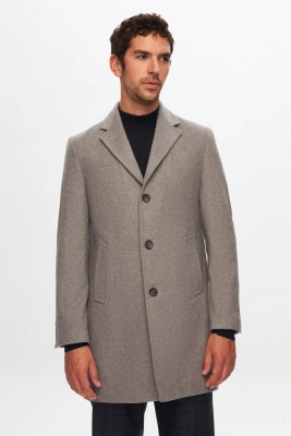 Ds Damat Regular Fit Gri Mono Yaka Kaşe Kaban