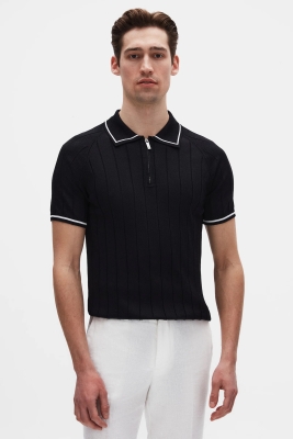 Ds Damat Regular Fit Siyah Polo Tişört