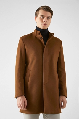 Twn Slim Fit Camel Palto