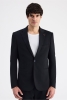 Twn Slim Fit Siyah Armürlü Kumaş Ceket
