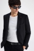 Twn Slim Fit Siyah Armürlü Kumaş Ceket